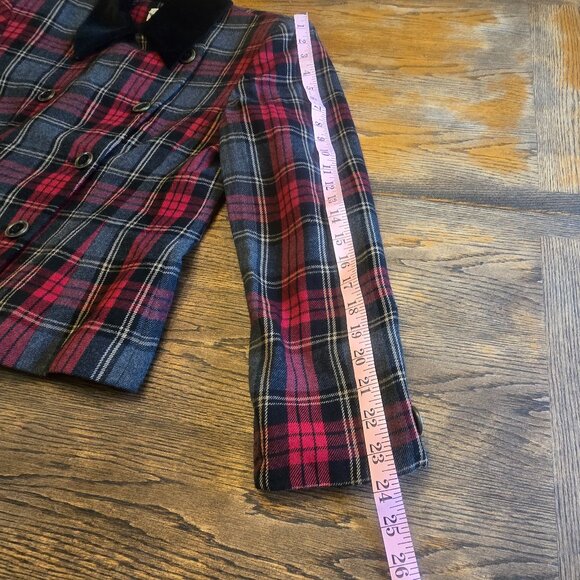 Vintage RENA ROWAN Tartan Plaid Blazer with Velvet Collar size 10 - Picture 8 of 10